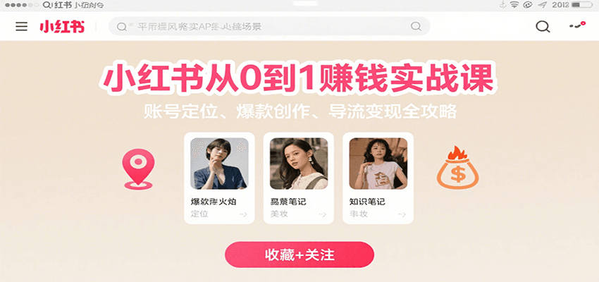 小红书从0到1赚钱实战课：账号定位、 爆款创作 、导流变现全攻略-鱼米圈子