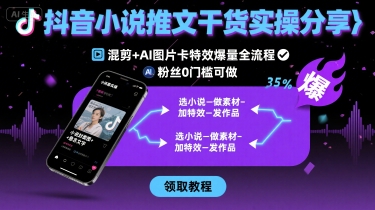 抖音小说推文干货实操分享，混剪+AI图片卡特效爆量全流程，0粉丝0门槛可做-鱼米圈子