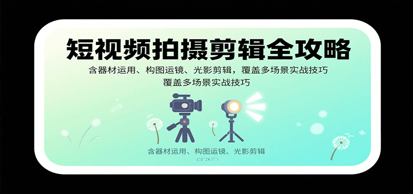 短视频拍摄剪辑全攻略：含器材运用、构图运镜、光影剪辑，覆盖多场景实战技巧-鱼米圈子