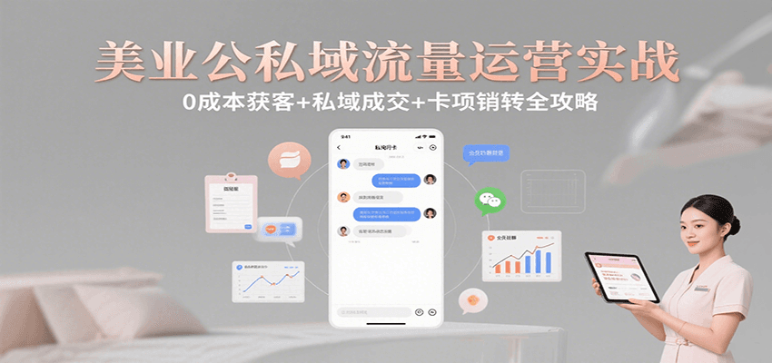 美业公私域流量运营实战：0成本获客+私域成交+卡项销转全攻略-鱼米圈子