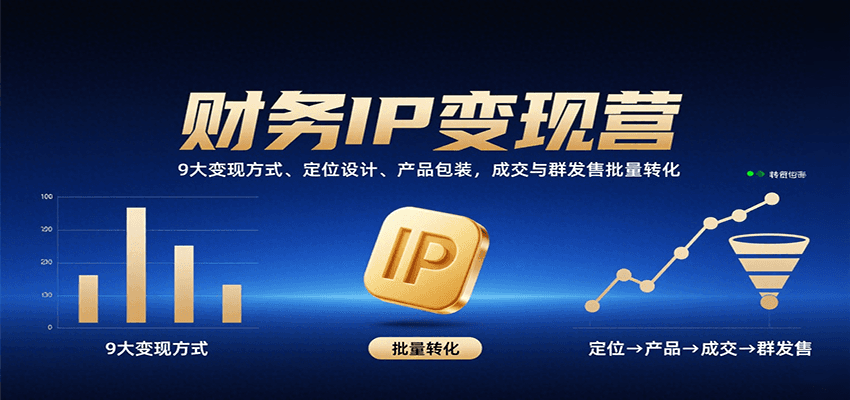 财务IP变现营：9大变现方式、定位设计、产品包装，成交与群发售批量转化-鱼米圈子